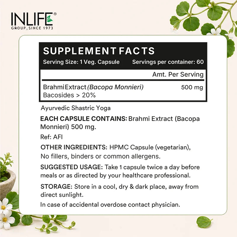 Inlife Brahmi Extract Supplement, Veg. Capsules