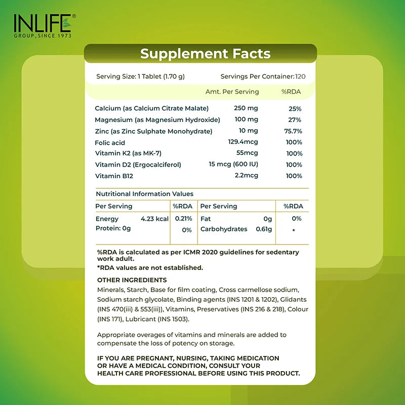 Inlife Calcium, Zinc, Magnesium Tablets