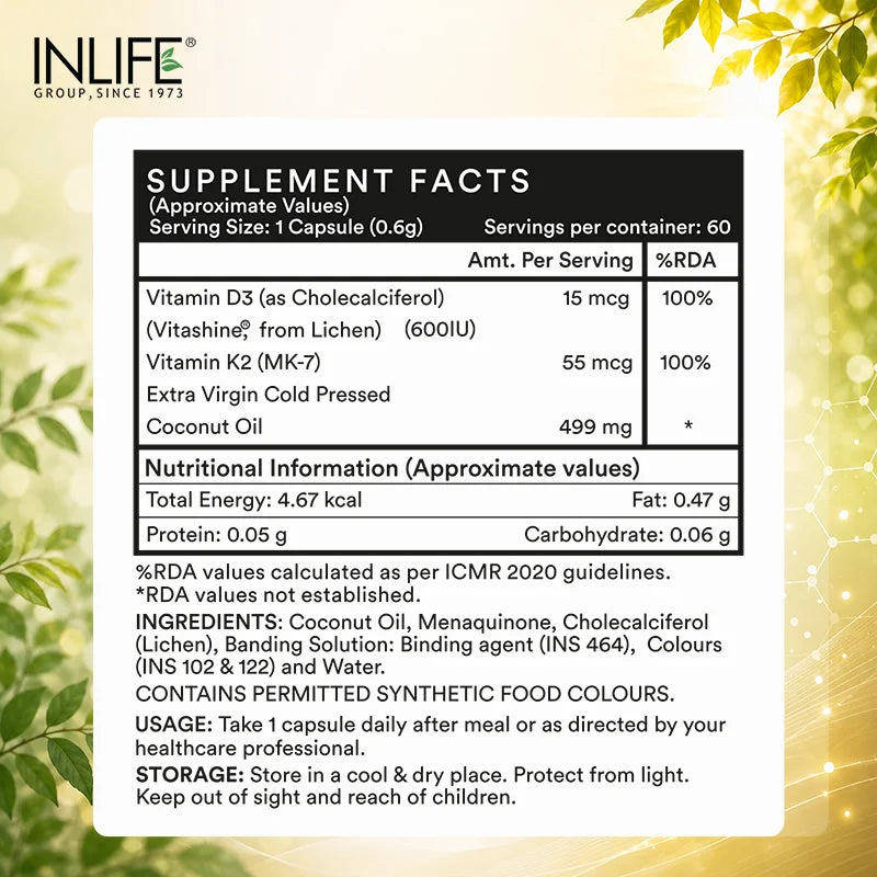 Inlife Plant Based D3 K2 Liquid Filled Capsules