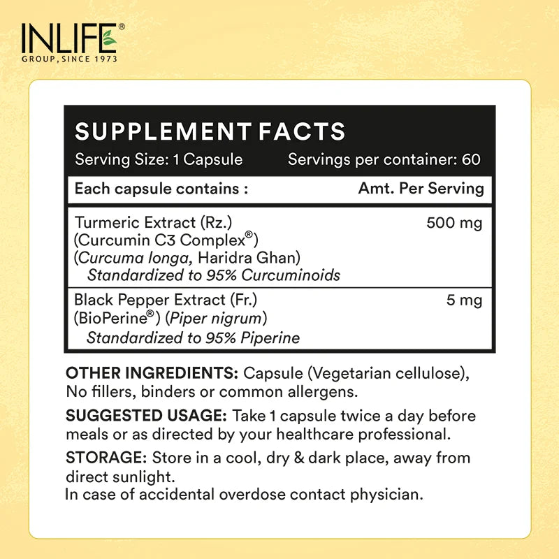 Inlife Curcumin 95 Advanced Capsules, With Bioperine®