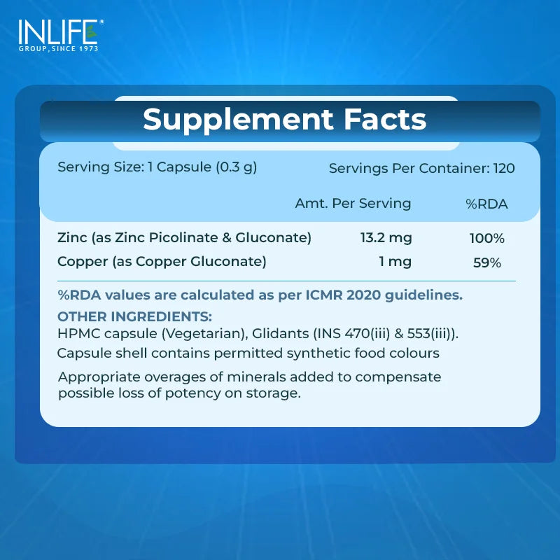 Inlife Zinc Picolinate & Gluconate with Copper Gluconate Veg. Capsules