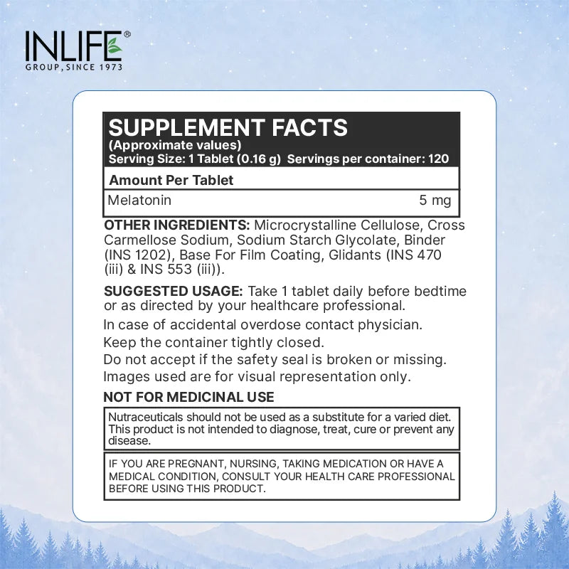 Inlife Melatonin 5mg Tablets Supplement, Veg.Tablets