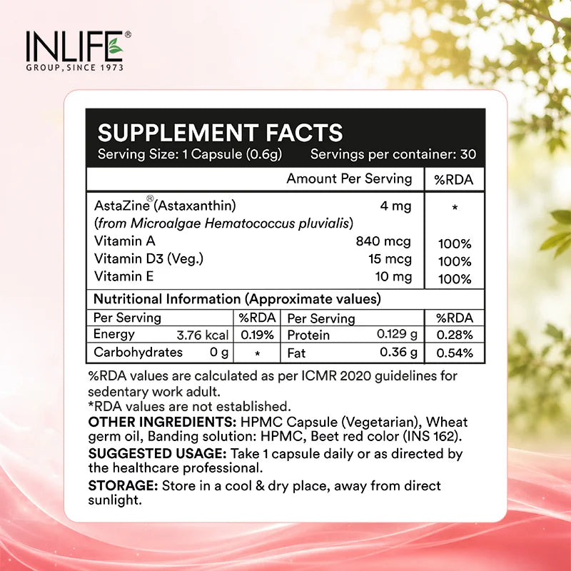 Inlife AstaZine® Astaxanthin 5% Veg. Capsules