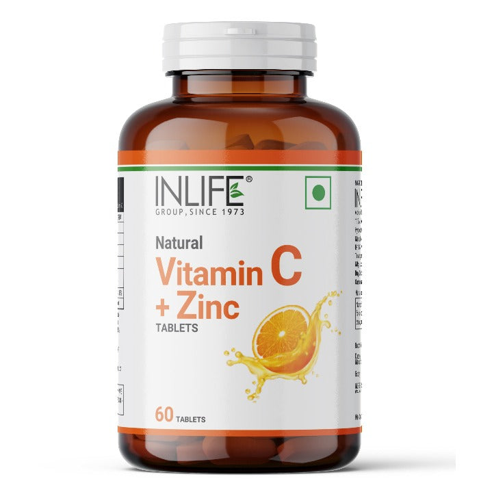 INLIFE Natural Vitamin C Amla Extract with Zinc Supplement - 60 Tablets