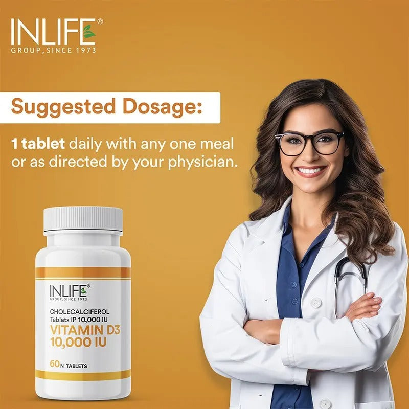 Inlife Vitamin D3 10000 IU Cholecalciferol Supplement|60 Chewable Tablets