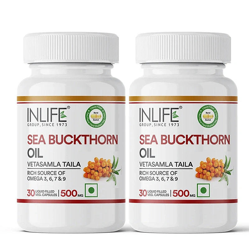 Inlife Sea Buckthorn Oil, 500 mg, Liquid Filled Capsules