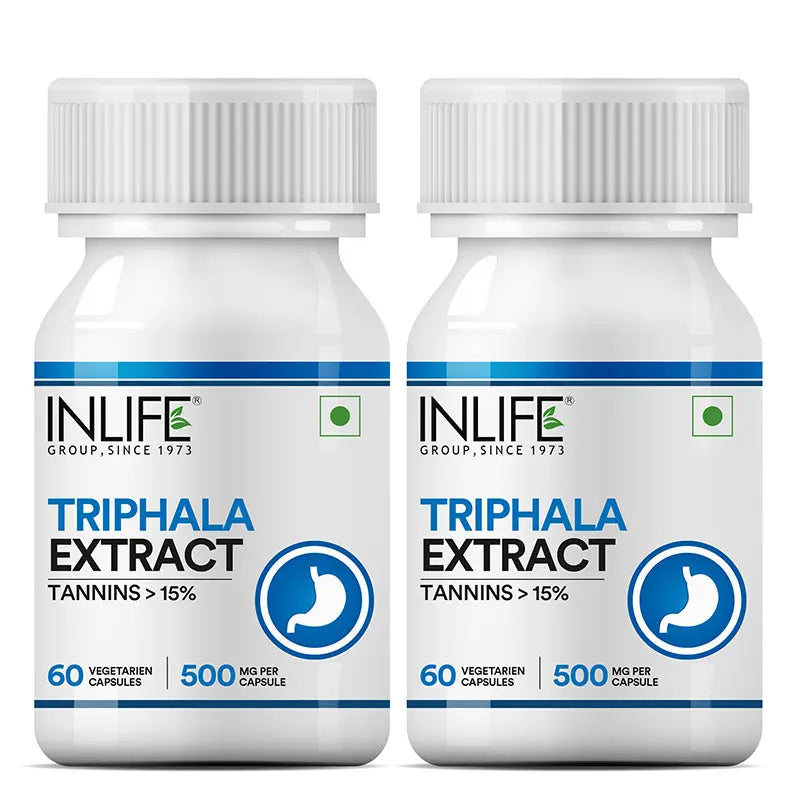 Inlife Triphala Extract Supplement (Tannins>15%) | 500mg | 60 Veg. Capsules