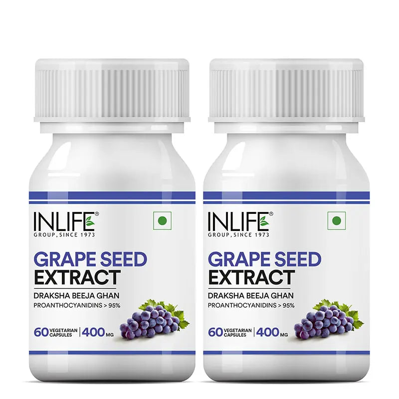 Inlife  Grape Seed Extract (Proanthocyanidins > 95%)|400mg| 60 Veg Capsules