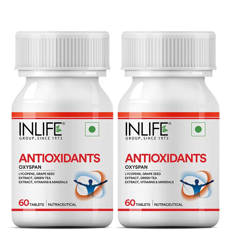 Inlife Antioxidants Supplement with Lycopene, Grape Seed, Green Tea Extract (60 Tablets)