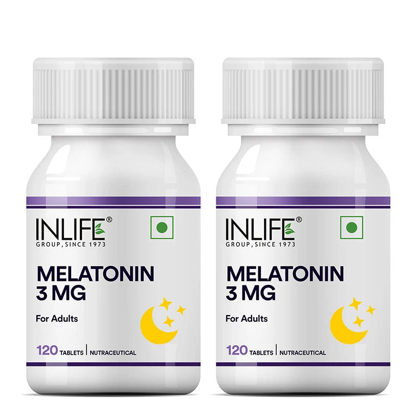 Inlife Melatonin 3mg for Men & Women| Sleep and Relaxation | 120 Vegetarian Tablets