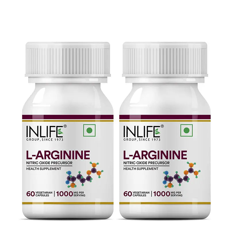 Inlife L-Arginine (1000mg) Serving Supplement, 60 Veg. Capsules