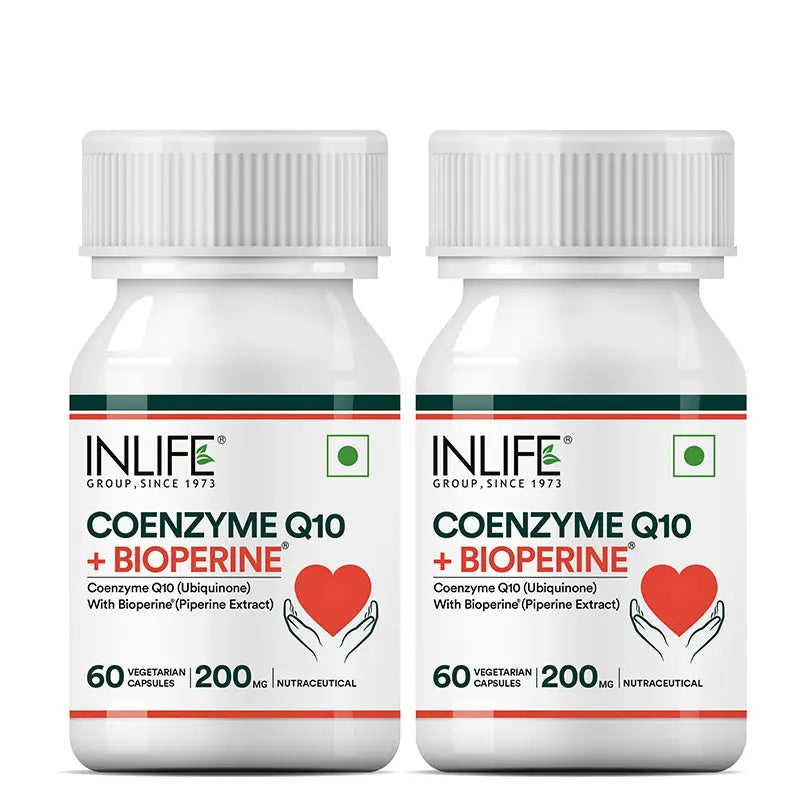 Inlife Coenzyme Q10 Supplement (CoQ10) with Bioperine | 200mg | 60 Veg. Capsules