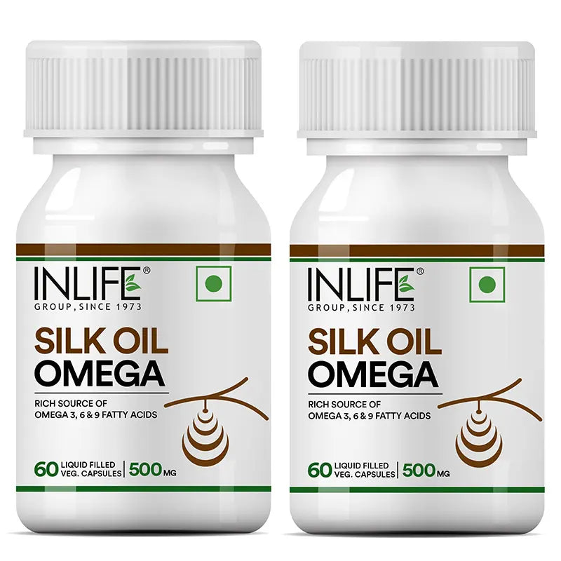 Inlife Silk Oil Veg. Omega 3 6 9 Capsules | 500mg | 60 Veg. Capsules