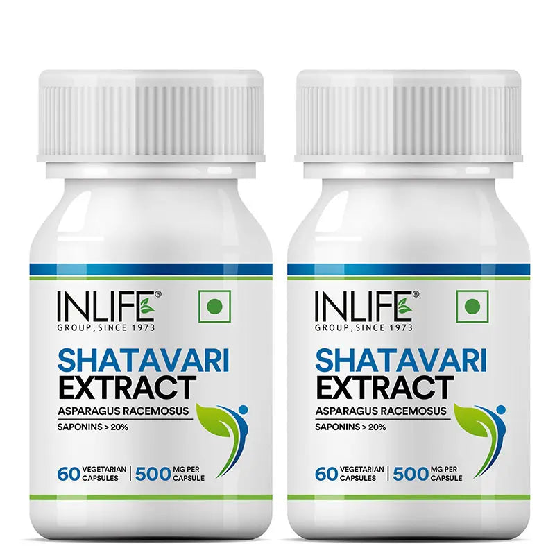 Inlife Shatavari Extract (Saponins>20%), 500mg | Veg. Capsules