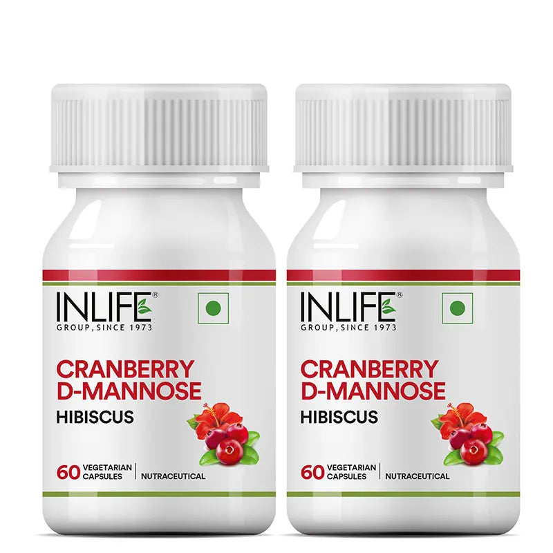 Inlife Cranberry 400mg D-Mannose 400mg, Hibiscus 200mg Supplement | 60 Capsules