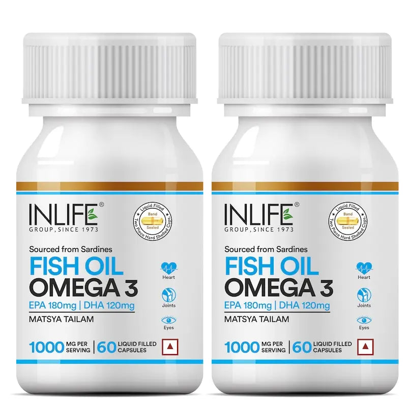 Inlife Fish Oil Omega 3 Fatty Acids Supplement | 500mg | 60 Capsules