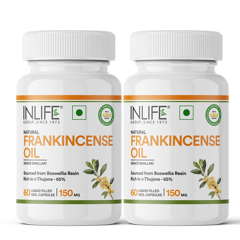 Inlife Natural Frankincense Oil | Liquid-Filled Veg. Capsules | 150 mg