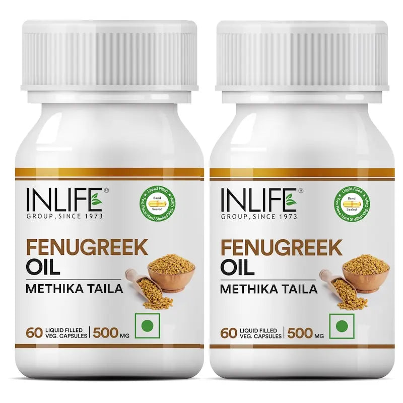 Inlife Fenugreek Oil Supplement | 500mg | 60 Veg. Capsules