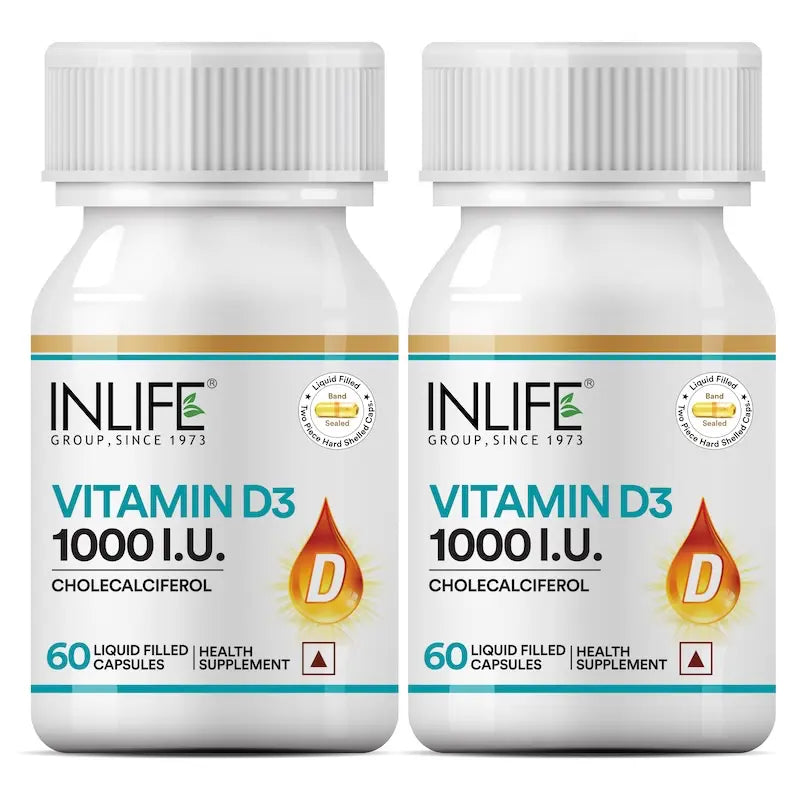 Inlife Vitamin D3 1000 IU Supplement | 60 Capsules