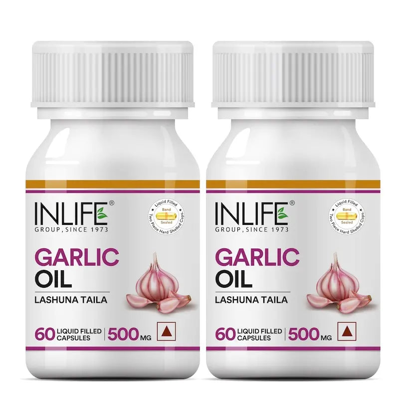 Inlife Garlic Oil Supplement | 500mg | 60 Veg. Capsules