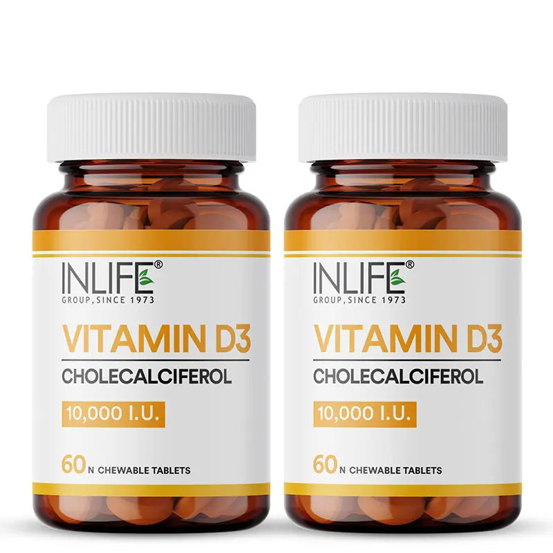 Inlife Vitamin D3 10000 IU Cholecalciferol Supplement|60 Chewable Tablets