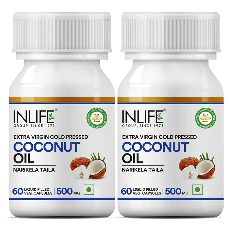 Inlife Coconut Oil Supplement | 500mg | 60 Veg. Capsules