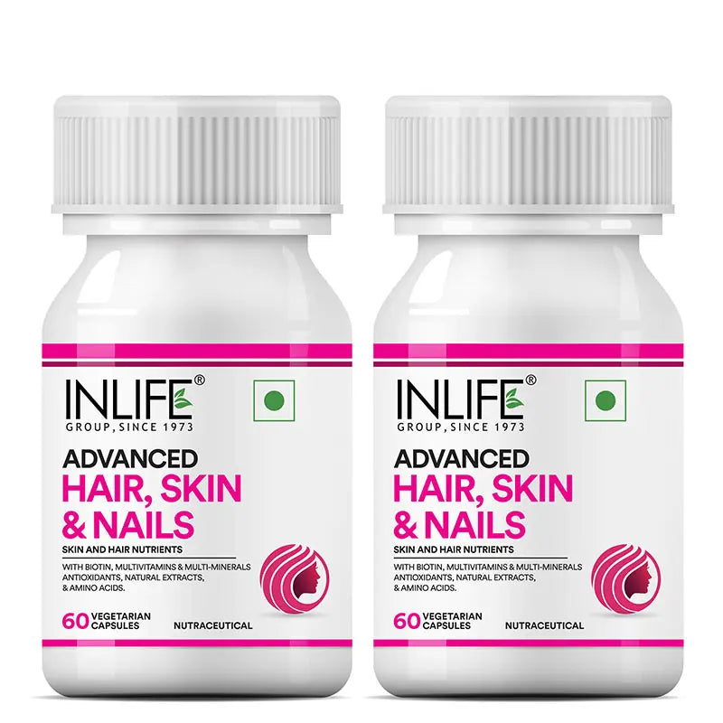 Inlife Advanced Hair, Skin & Nails Supplement | 60 Vegetarian Capsules