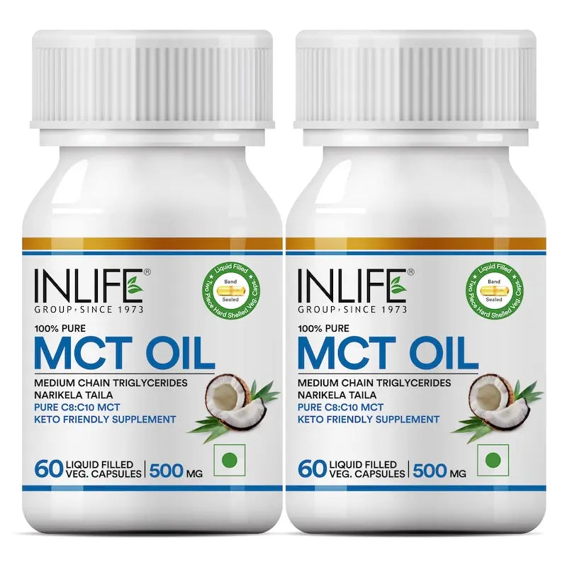 Inlife MCT Oil C8 C10 Supplement | 500mg | 60 Veg. Capsules