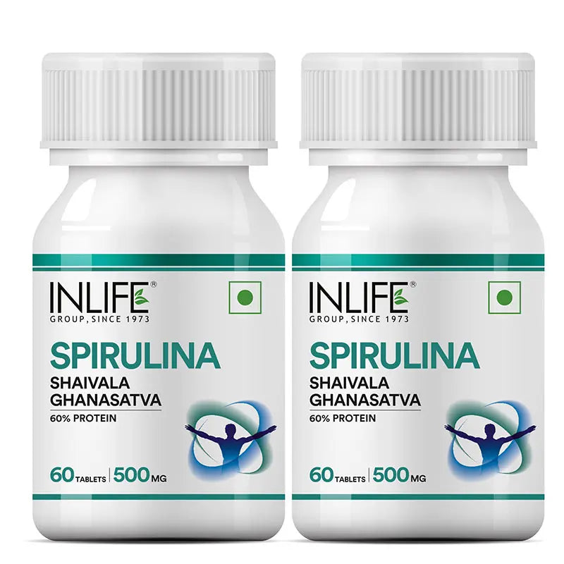 Inlife Spirulina Supplement | 500mg | 60 Tablets