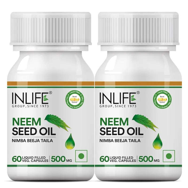 Inlife Neem Seed Oil Supplement | 500mg | 60 Veg. Capsules