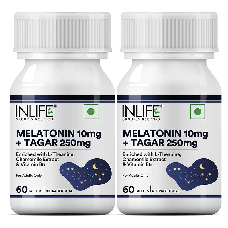 Inlife Melatonin (10mg) with Tagar (250mg) - 60 Tablets | Vegetarian