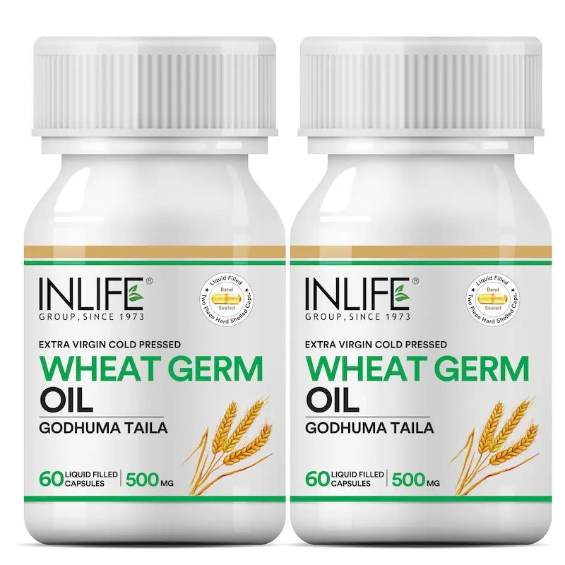 INLIFE Wheat Germ Oil Supplement, 500mg (60 Capsules), Natural Vitamin E