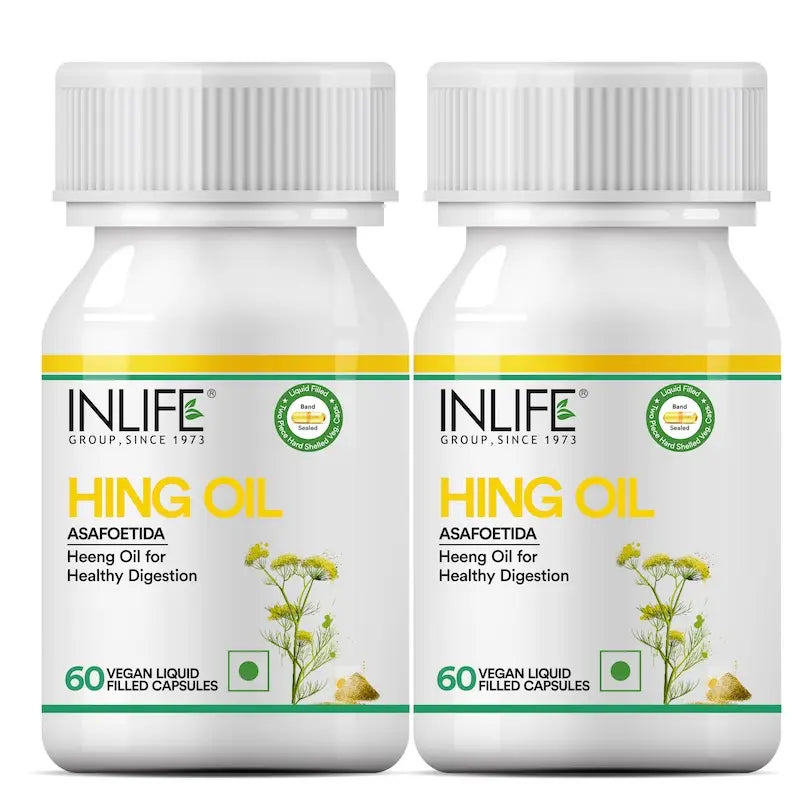 Inlife Hing Oil Capsules (Asafoetida) Supplement, 15mg | 60 Veg. Capsules