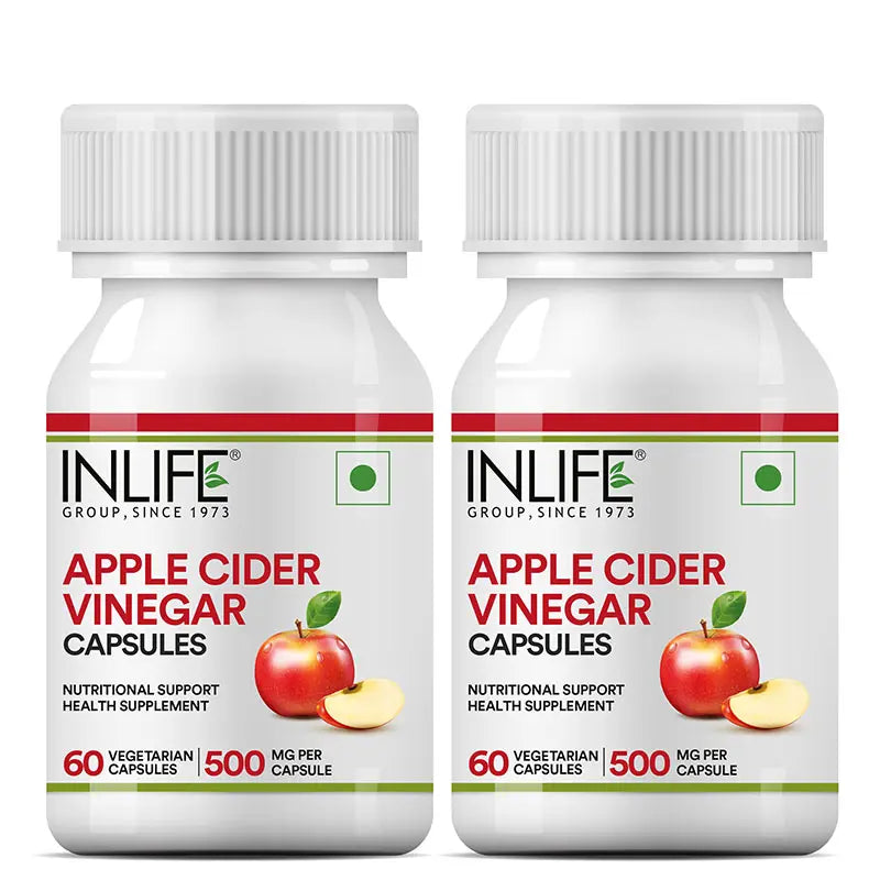 Inlife Apple Cider Vinegar Supplement, 500mg - 60 Vegetarian Capsules