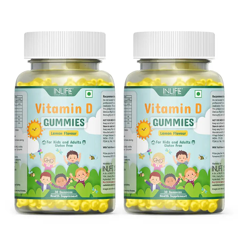 Inlife Vitamin D Supplement |400 IU| 30 Lemon Flavored Gummies