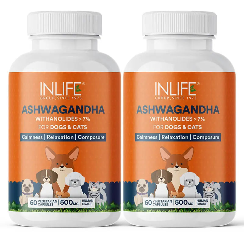 Inlife Ashwagandha for Pets, Dogs & Cats | 500mg | 60 Veg. Capsules