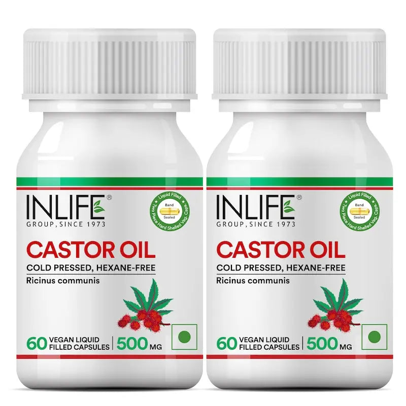 Inlife Castor Oil Supplement | 500mg | 60 Veg. Capsules