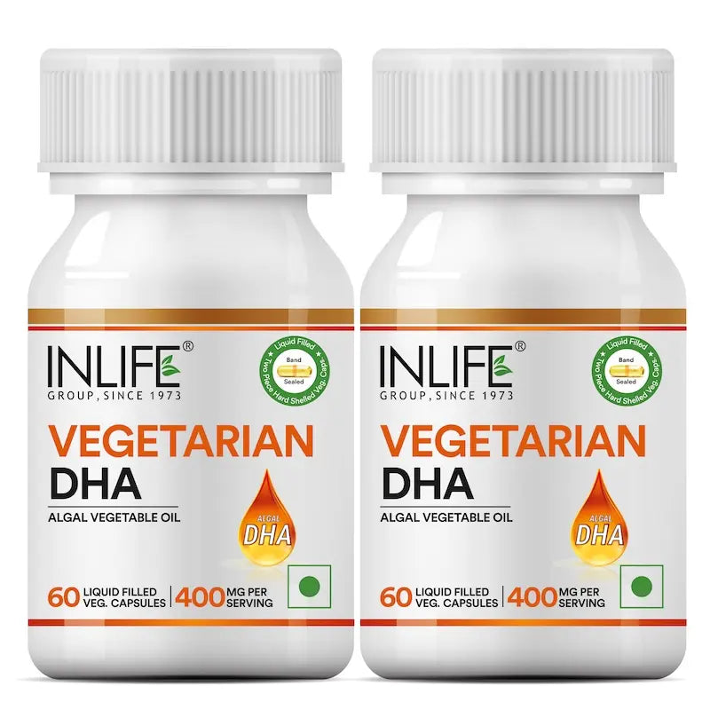 Inlife Vegetarian DHA, Omega 3 Algal Oil Supplement, 400mg per serving - 60 Veg. Capsules