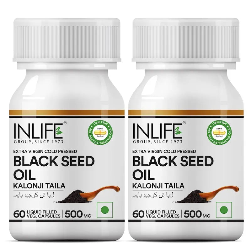 Inlife Black Seed Oil Supplement | Kalonji Oil Capsules | 500mg | 60 Veg. Capsules