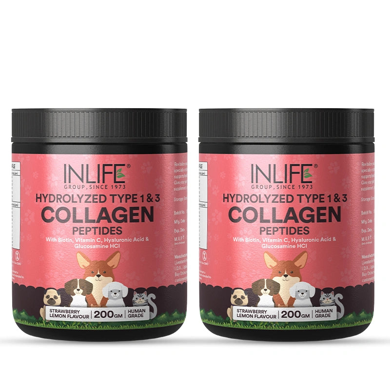 Inlife Hydrolyzed Type 1 & 3 Collagen Peptides Supplement for Pets, Available in 3 flavors: