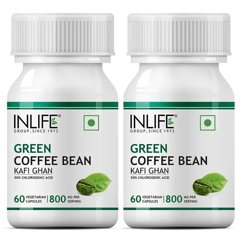 Inlife Green Coffee Bean Extract Supplement | 800mg/serving | 60 Veg. Capsules