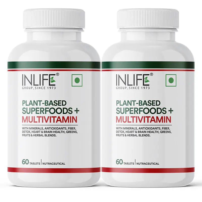 Inlife Plant Based Multivitamins for Men & Women: Superfood+ | 60 Tablets