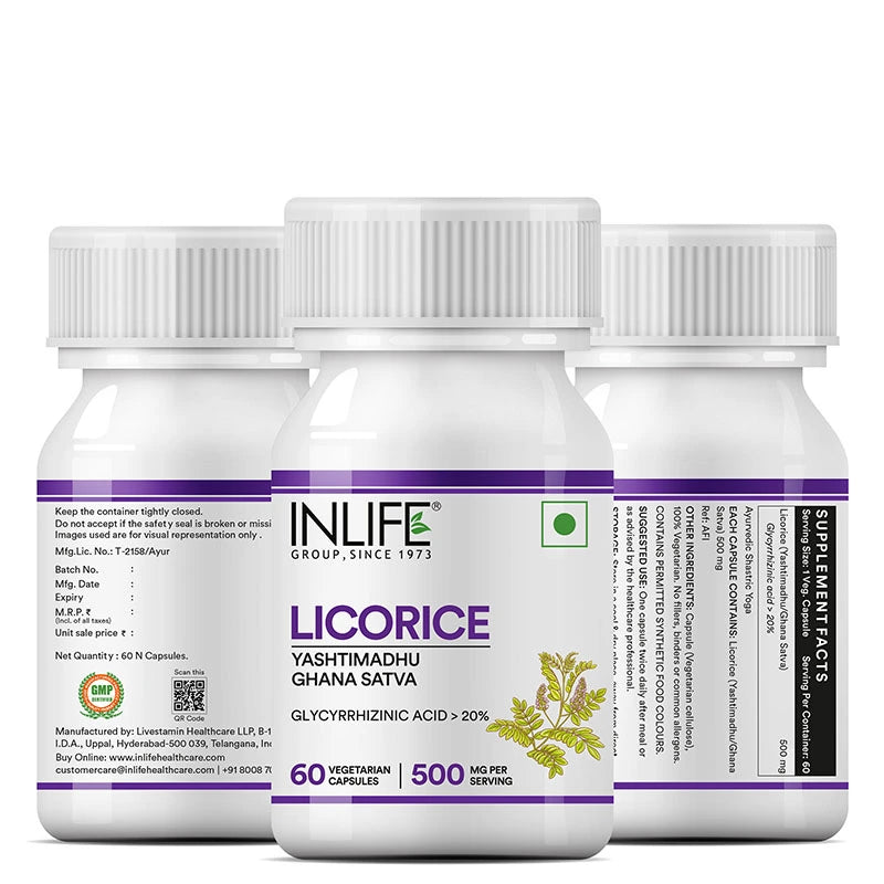 Inlife Licorice Root Supplement | Veg. Capsules