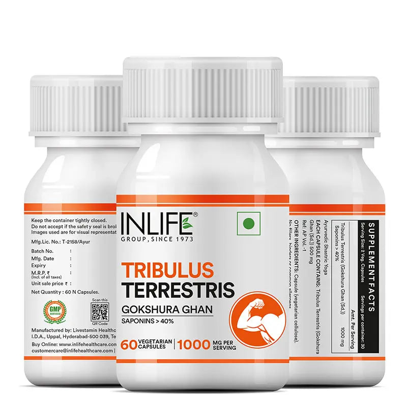 Inlife Tribulus Terrestris Extract (Gokshura) Supplement | 500mg | 60 Veg. Capsules