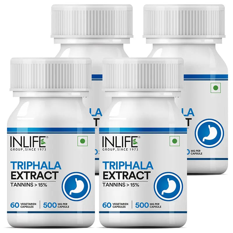 Inlife Triphala Extract Supplement (Tannins>15%) | 500mg | 60 Veg. Capsules