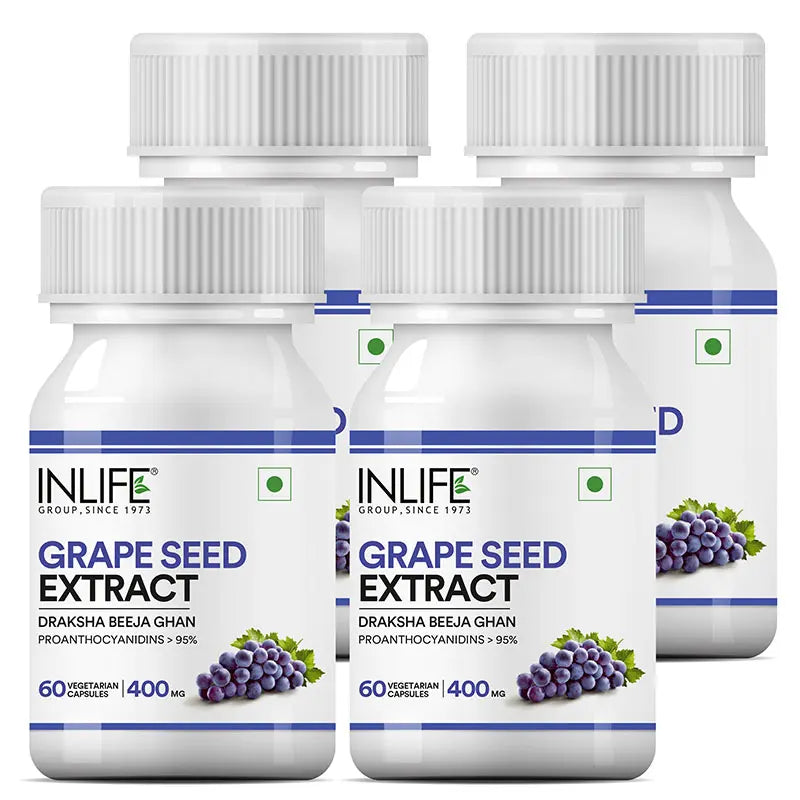 Inlife  Grape Seed Extract (Proanthocyanidins > 95%)|400mg| 60 Veg Capsules