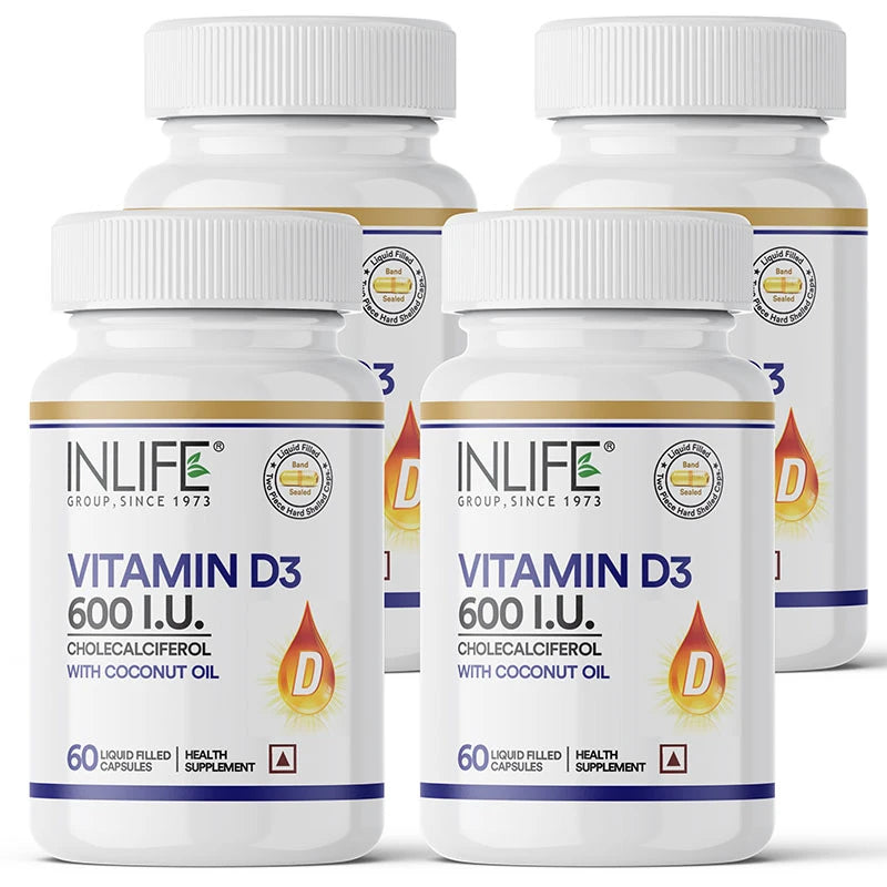 Inlife Vitamin D3 600 IU Cholecalciferol Supplement | 60 Capsules