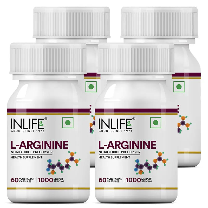 Inlife L-Arginine (1000mg) Serving Supplement, 60 Veg. Capsules