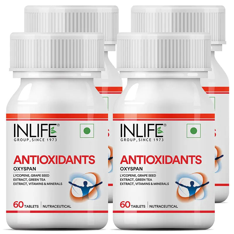 Inlife Antioxidants Supplement with Lycopene, Grape Seed, Green Tea Extract (60 Tablets)