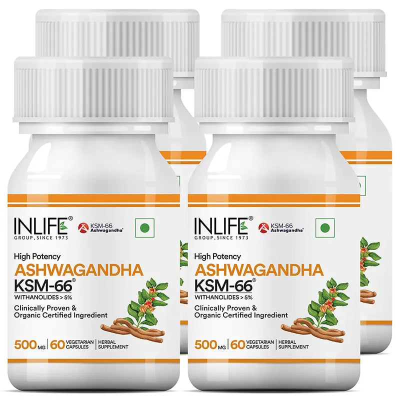 Inlife Ashwagandha KSM-66 with Withanolides (More than 5%) | 60 Veg. Capsules